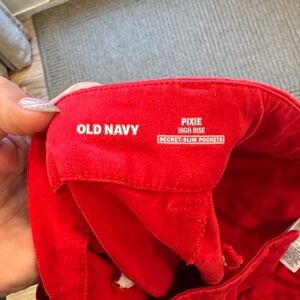 Old Navy Bright Red Pixie High Rise Trousers
